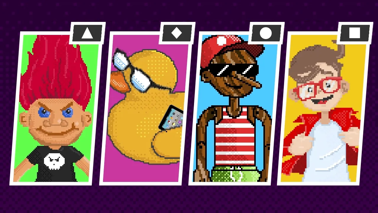 Portada con personajes estilo pixel art para Gnius Club