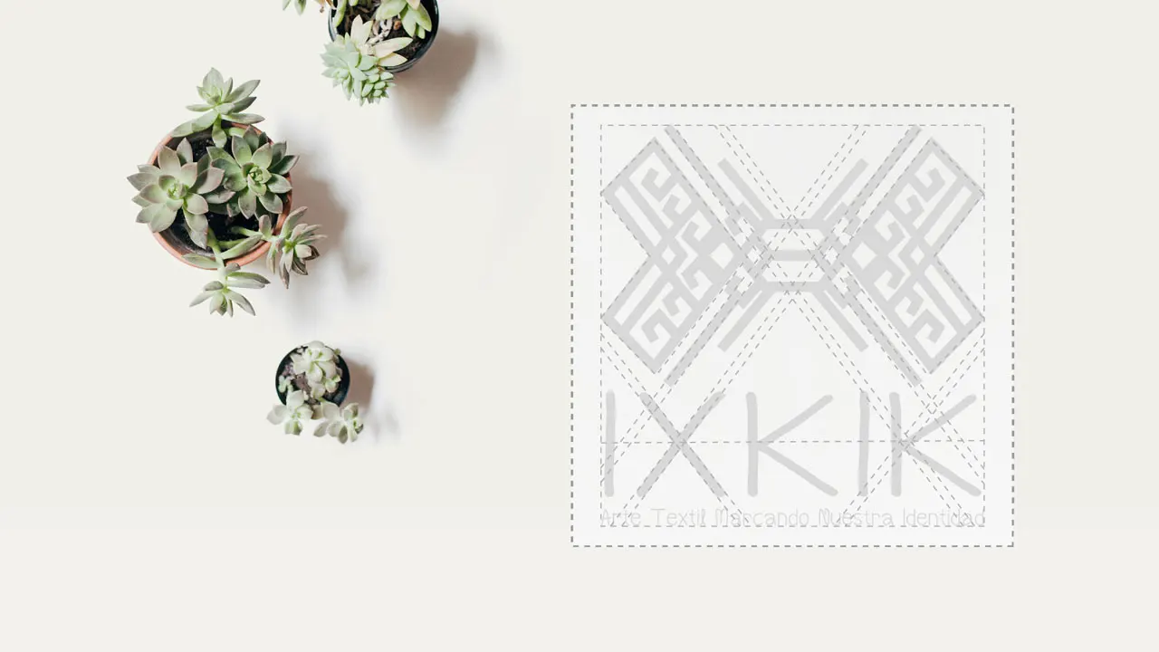 Retícula con el logo de Ixkik Textiles